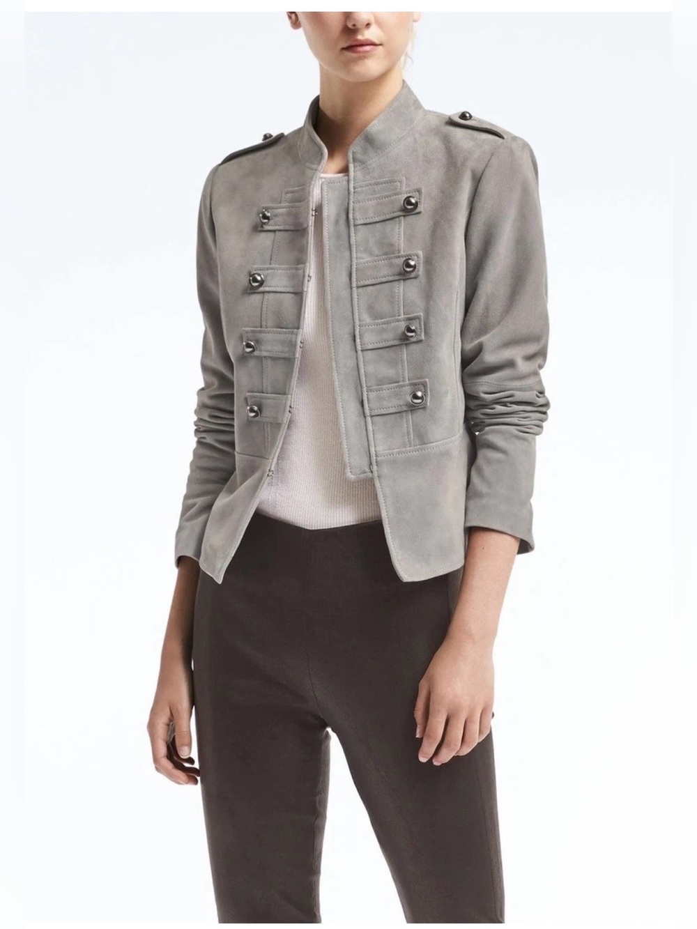 Banana Republic Suede Band Jacket, Light Grey SIZE XL